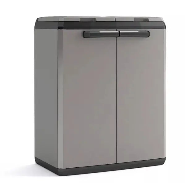 KETER Armoire de tri SPLIT BASIC pour 2 sacs poubelles 110L gris/noir