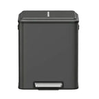 JOYFURNOS Poubelle de cuisine à 2 compartiments avec couvercle à fermeture douce, poubelle de recyclage en acier avec seaux intérieurs et pédale large, noir