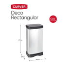 Curver DECOBIN Poubelle à pédale rectangulaire 50 L Noir / Argent