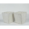 KEVAHOME Lot de 2 paniers à déchets en polypropylène (PP) façon rotin - Blanc - 10 x 10 x 11" H