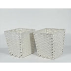 KEVAHOME Lot de 2 paniers à déchets en polypropylène (PP) façon rotin - Blanc - 10 x 10 x 11" H