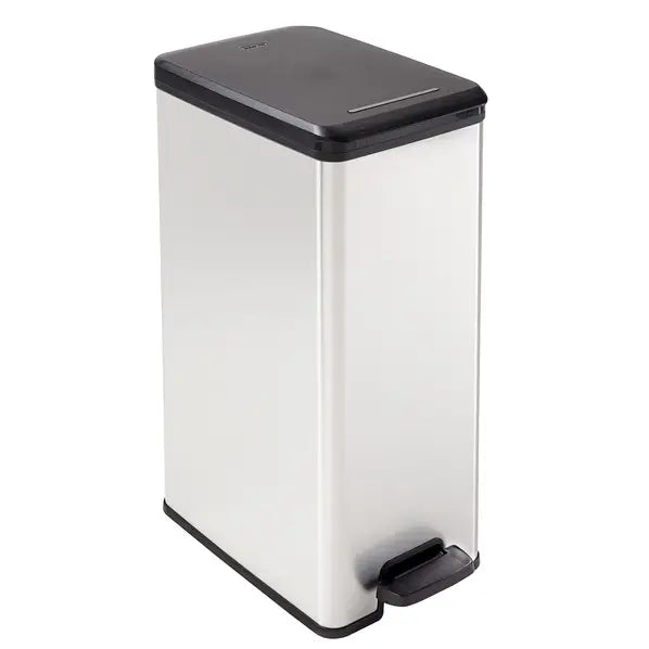 Curver Poubelle à pédale fine 40 L Noir / Argent