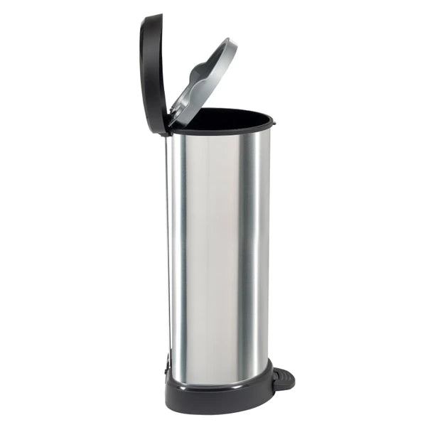 Curver Poubelle à pédale D-SHAPED - 40 L Noir / Blanc