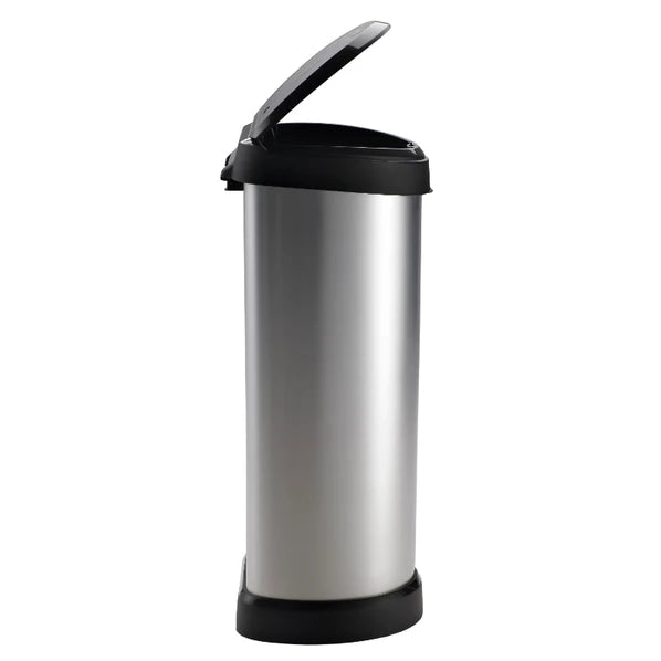 Curver DECO D-SHAPED Poubelle - 40 L Noir / Blanc