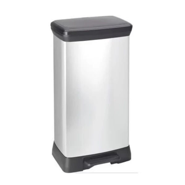 Curver DECOBIN Poubelle à pédale rectangulaire 50 L Noir / Argent