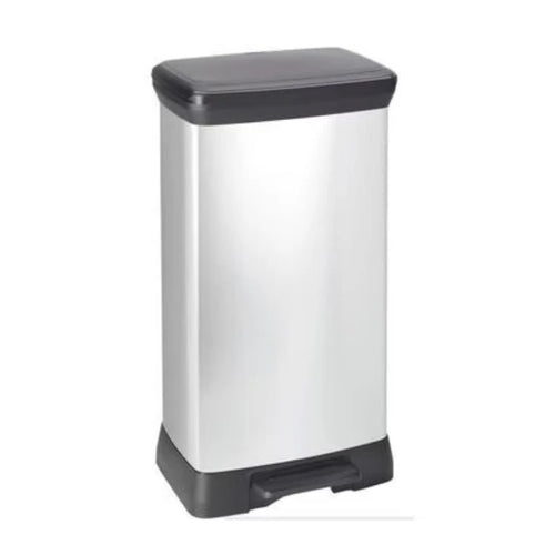 Curver DECOBIN Poubelle à pédale rectangulaire 50 L Noir / Argent