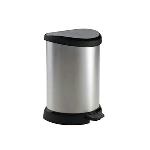 CURVER Poubelle à pédale D-SHAPED 15L Noir / Argent