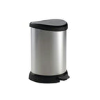 CURVER Poubelle à pédale D-SHAPED 15L Noir / Argent