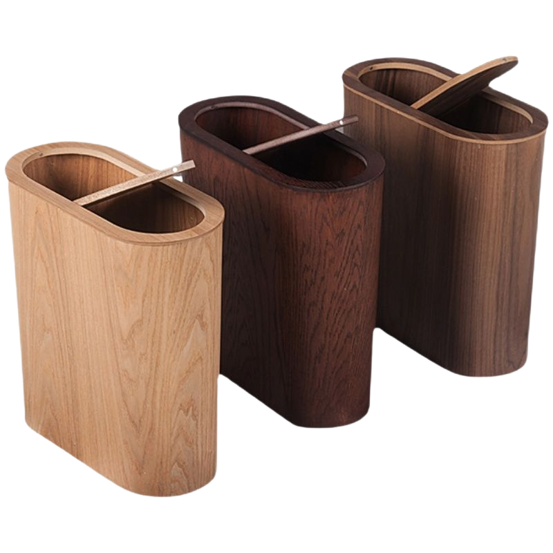 Poubelle en Bois Ovale Moderne