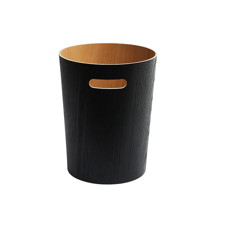 Poubelle en bois noyer design pressé