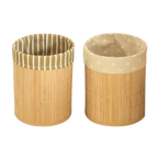 Poubelle pliable en bambou design naturel et compact