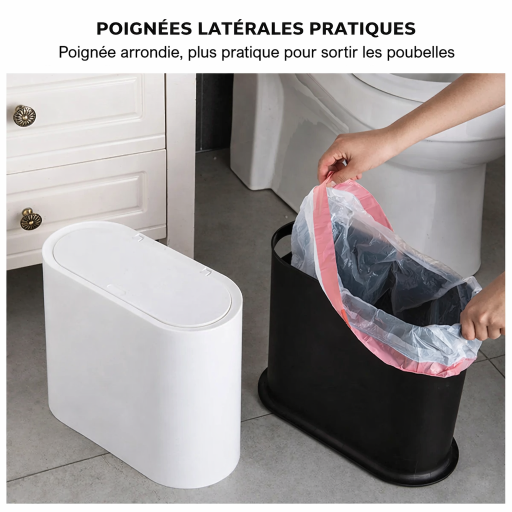 Poubelle blanche à couvercle presse 12L