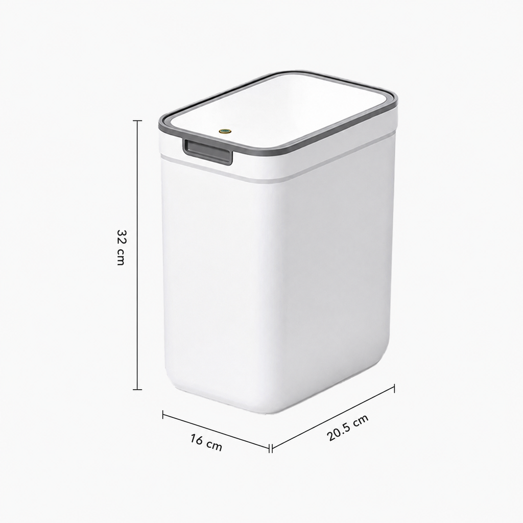 Poubelle murale 10L à bouton-poussoir design rectangulaire anti-odeurs