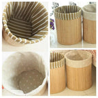 Poubelle pliable en bambou design naturel et compact