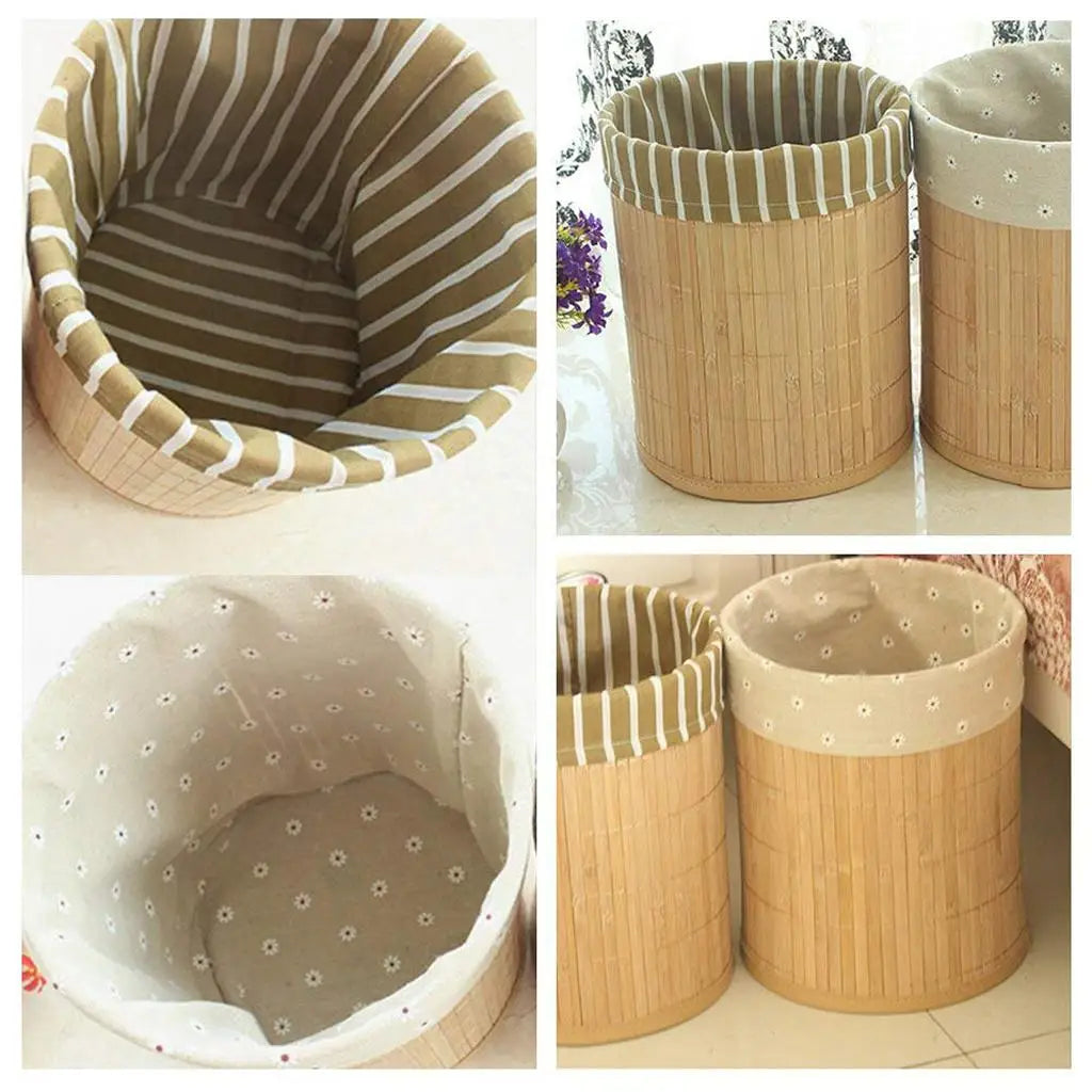 Poubelle pliable en bambou design naturel et compact