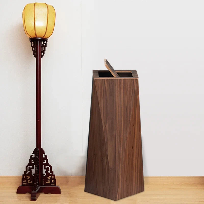 Poubelle Créative Diamant en Bois Moderne
