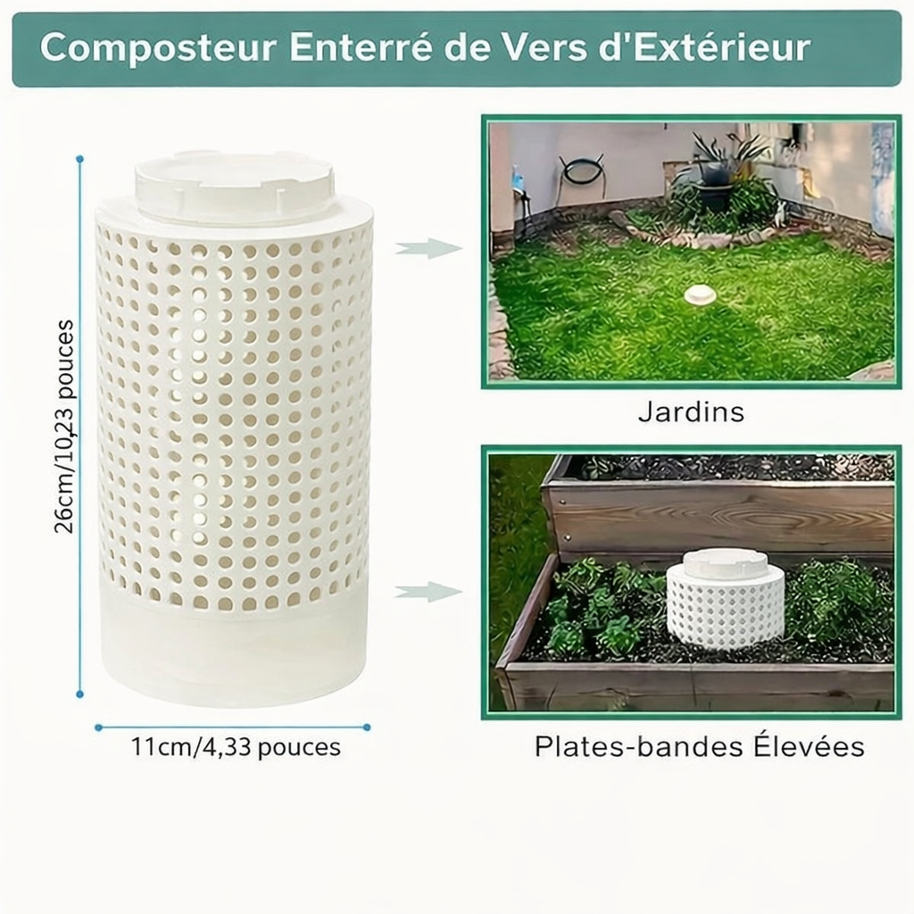 Composteur écologique enterré à vers discret et sans odeur