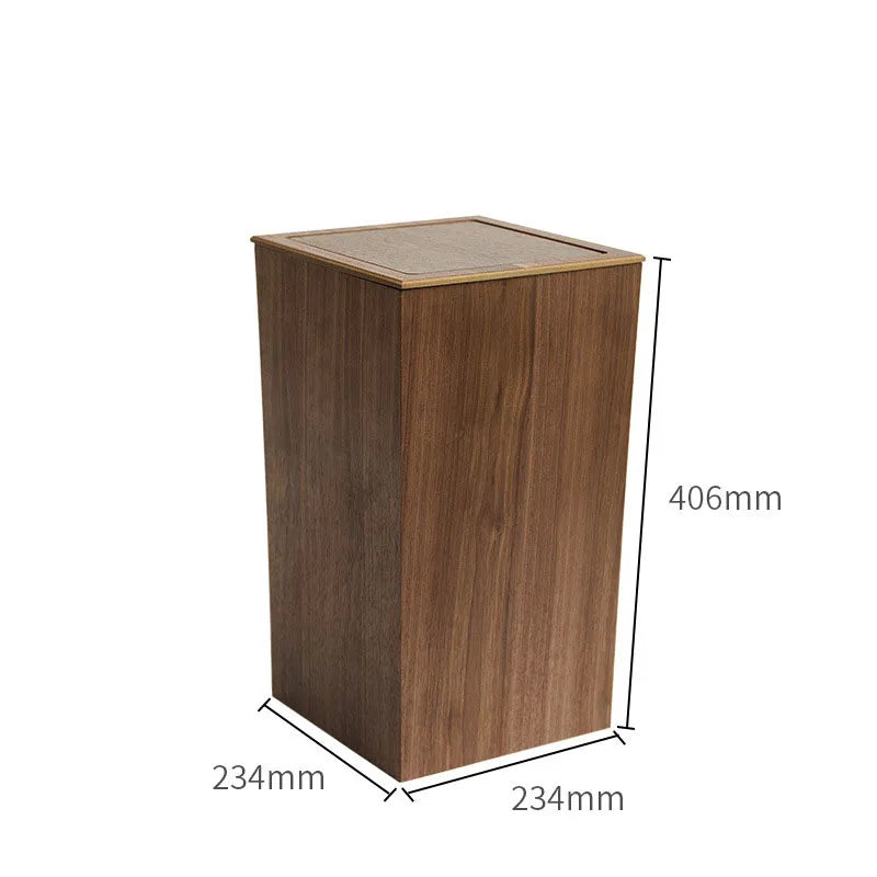 Poubelle en bois noyer design pressé
