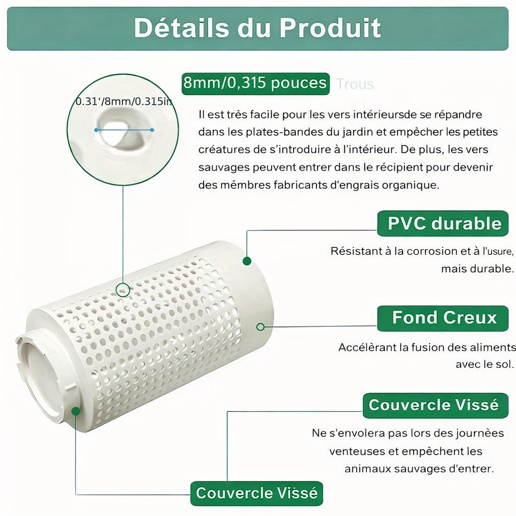 Composteur écologique enterré à vers discret et sans odeur
