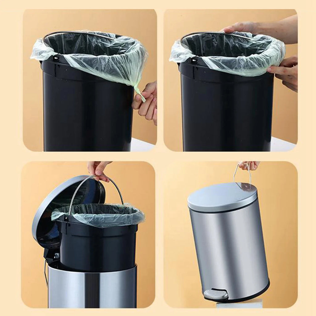 Poubelle à pédale cylindrique en acier inoxydable 6L