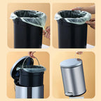 Poubelle à pédale cylindrique en acier inoxydable 6L
