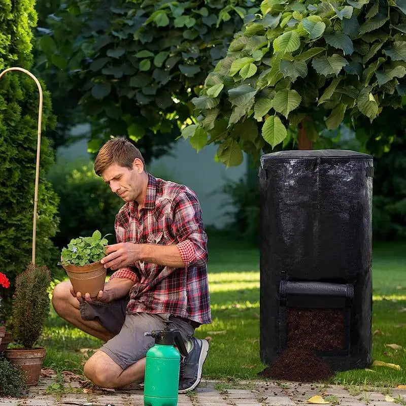 Sac à compost de jardin noir grande capacité 129L