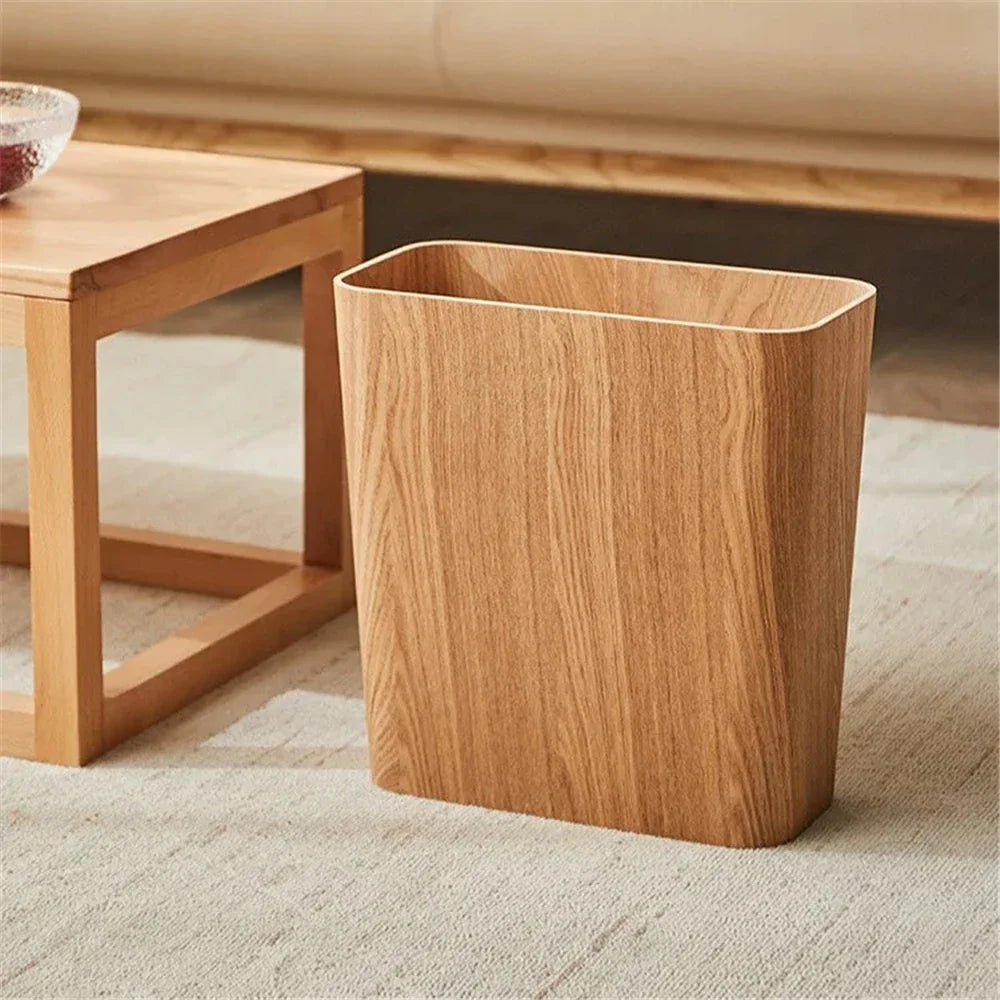 Poubelle rectangulaire en bois au design japonais