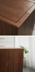 Poubelle en bois noyer design pressé