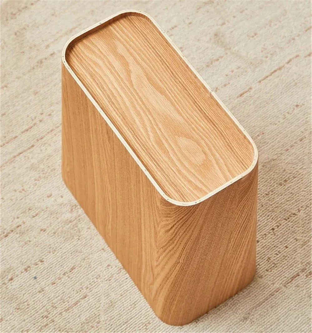 Poubelle rectangulaire en bois au design japonais