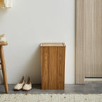 Poubelle en bois noyer design pressé
