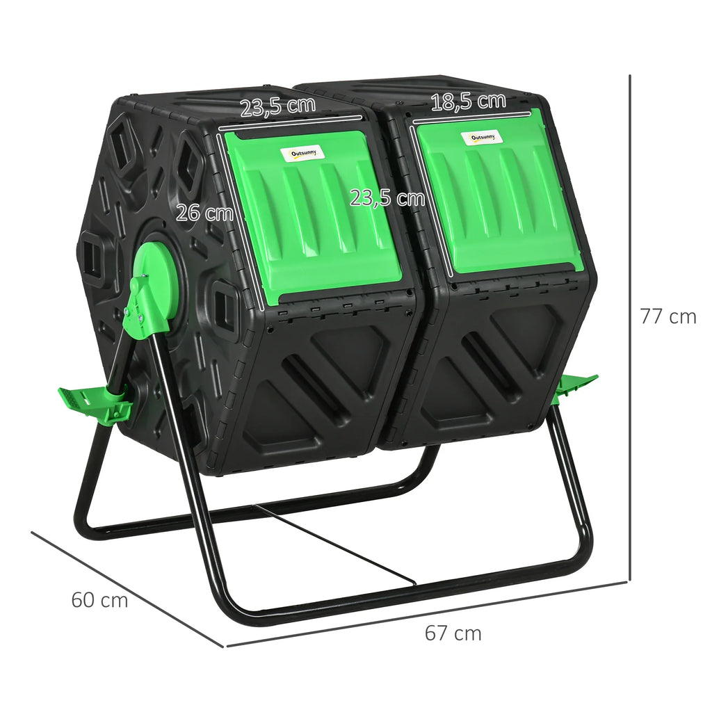 Composteur de jardin rotatif à double chambre 130L