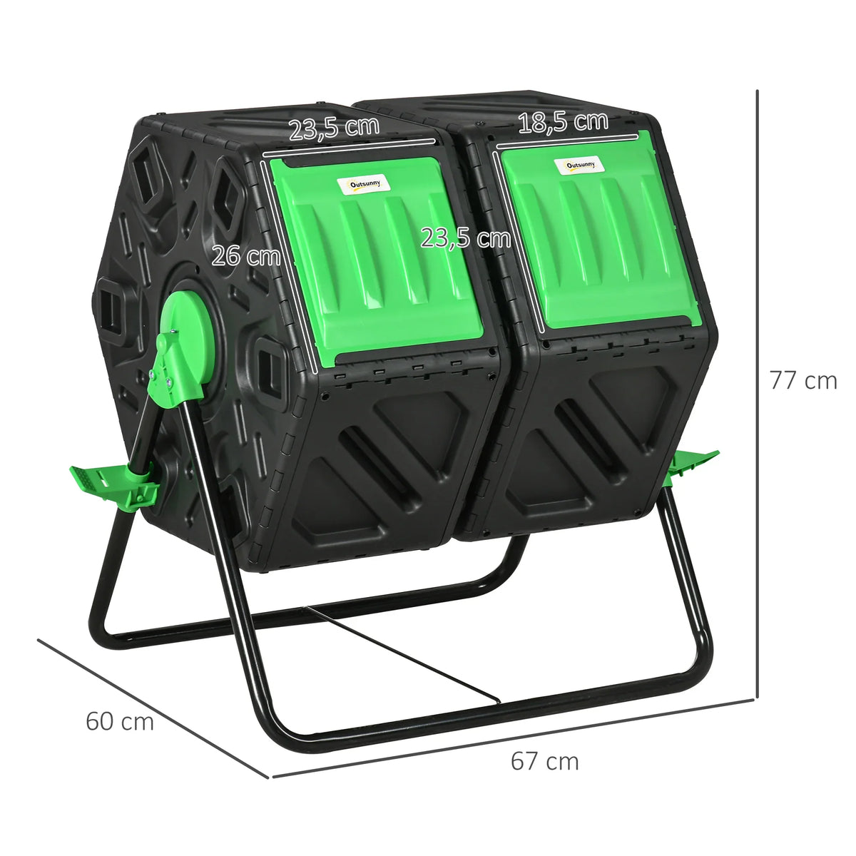 Composteur de jardin rotatif à double chambre 130L