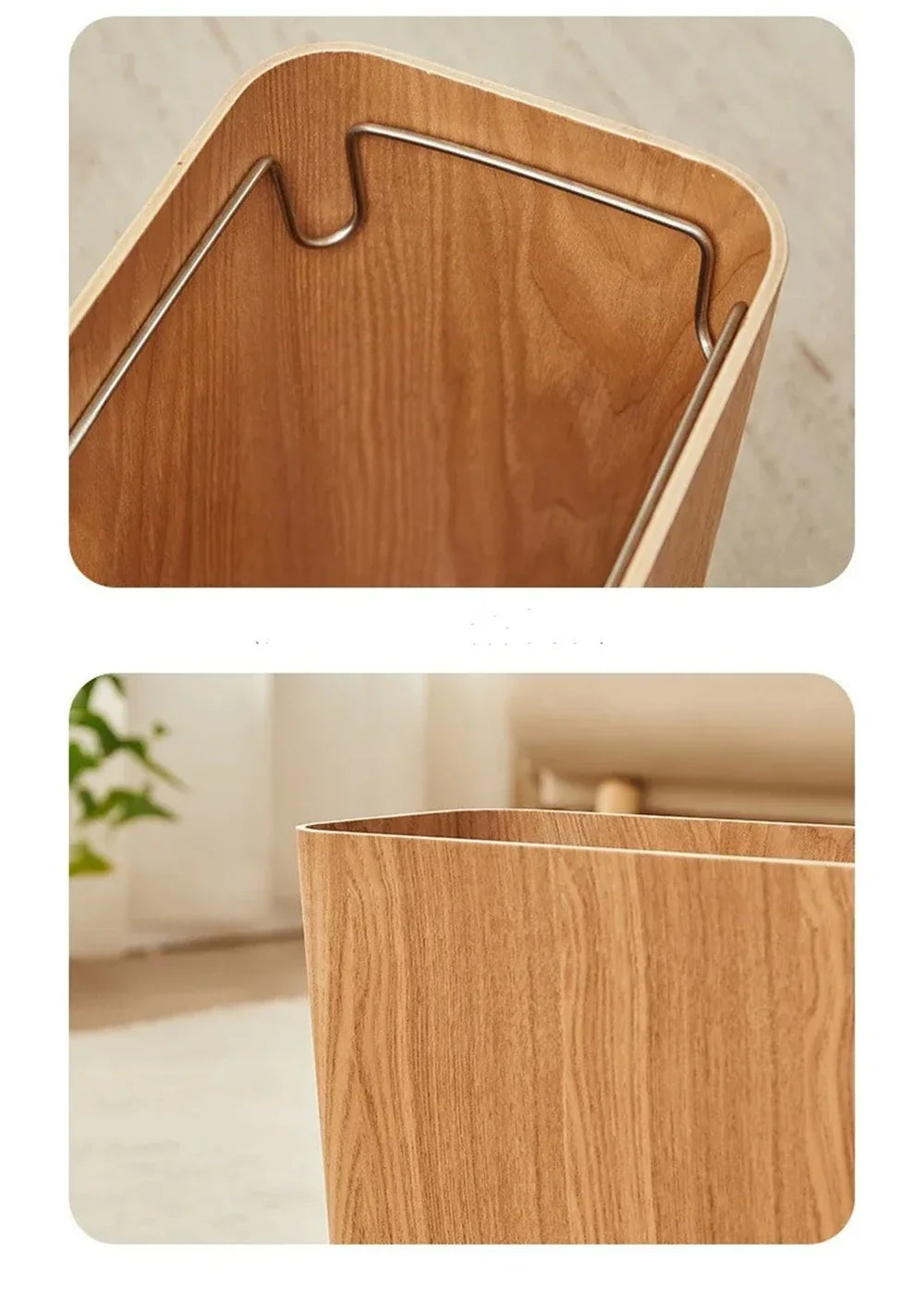 Poubelle rectangulaire en bois au design japonais