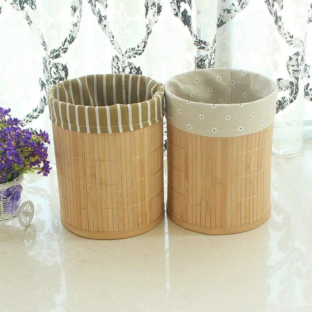 Poubelle pliable en bambou design naturel et compact