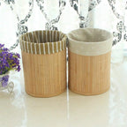 Poubelle pliable en bambou design naturel et compact