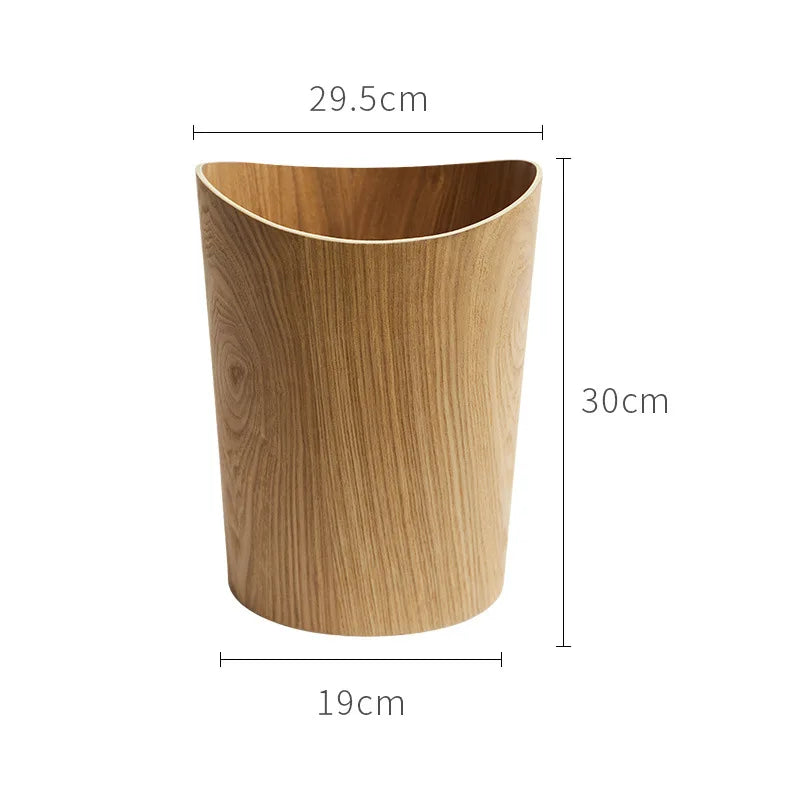 Poubelle en bois noyer design pressé