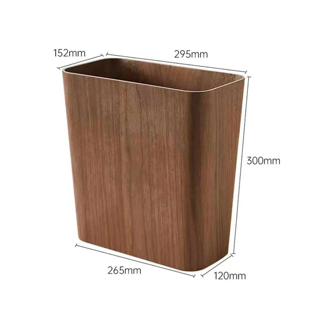 Poubelle rectangulaire en bois au design japonais