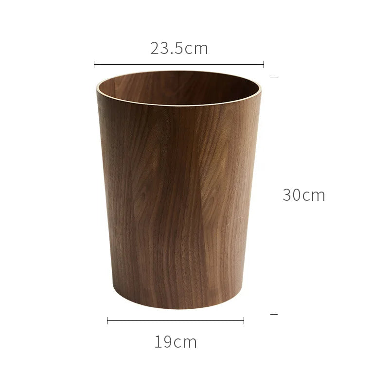 Poubelle en bois noyer design pressé