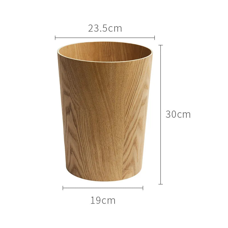 Poubelle en bois noyer design pressé