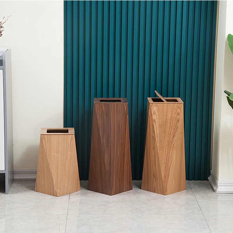 Poubelle Créative Diamant en Bois Moderne
