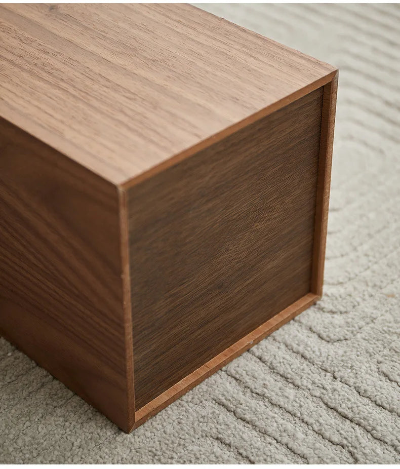 Poubelle en bois noyer design pressé