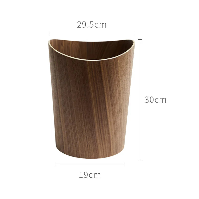 Poubelle en bois noyer design pressé