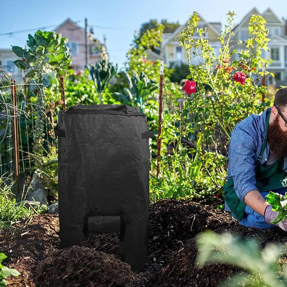 Sac à compost de jardin noir grande capacité 129L