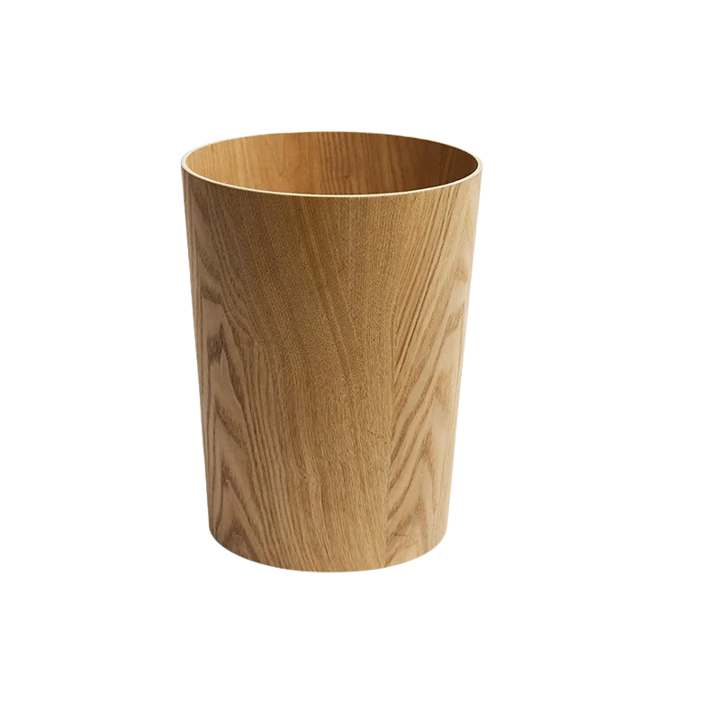 Poubelle en bois noyer design pressé