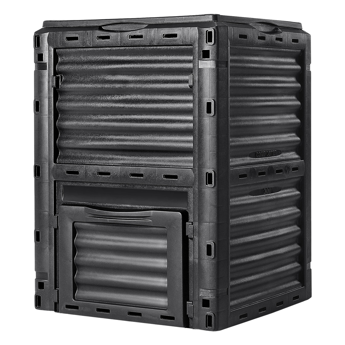 Composteur de jardin de 300L avec couvercle et trappe