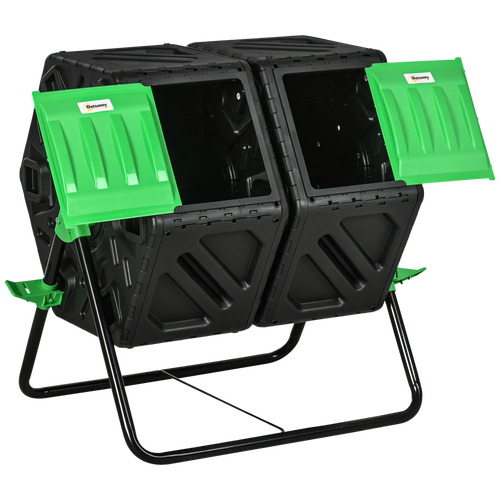 Composteur de jardin rotatif à double chambre 130L