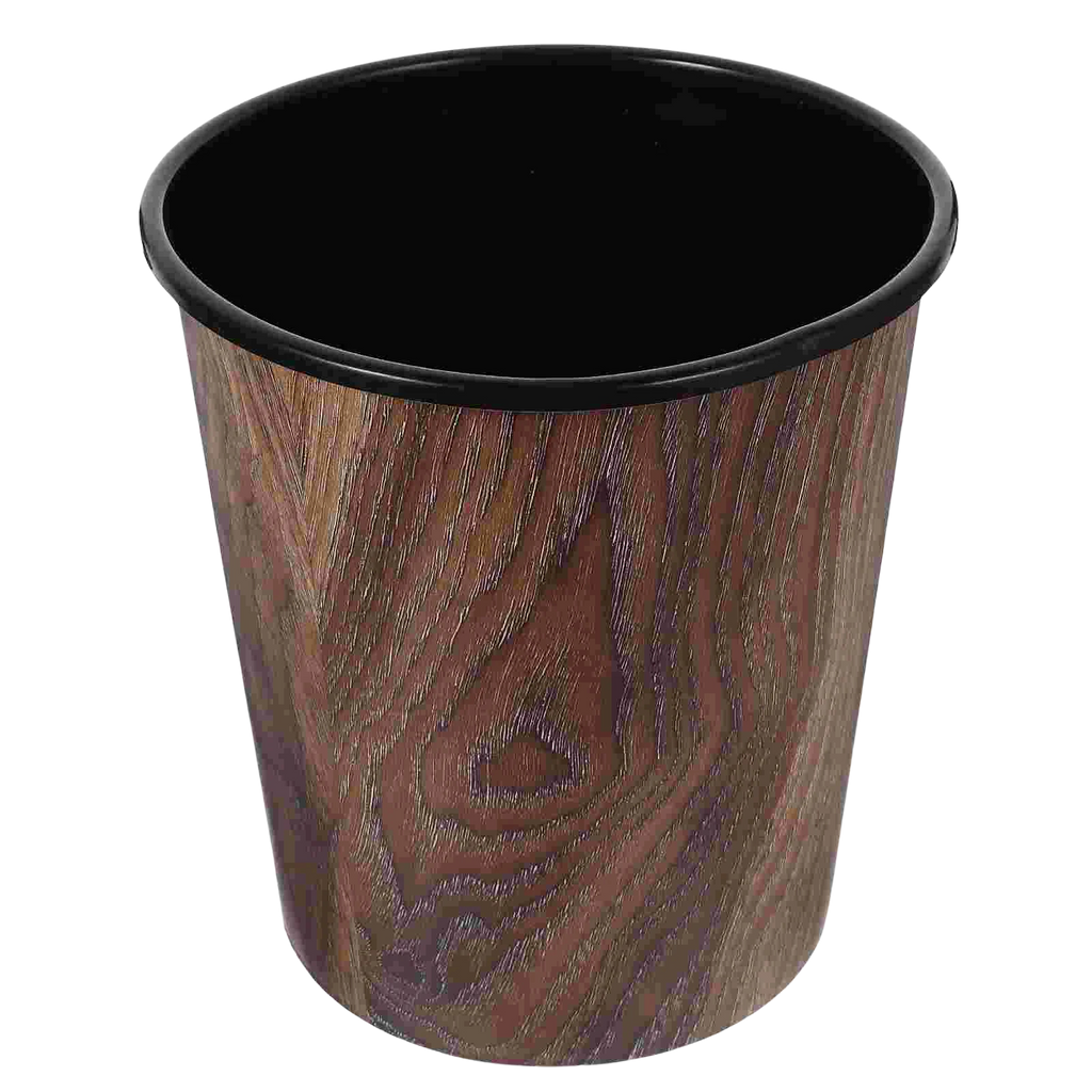 Corbeille ronde design rétro imitation bois 7L