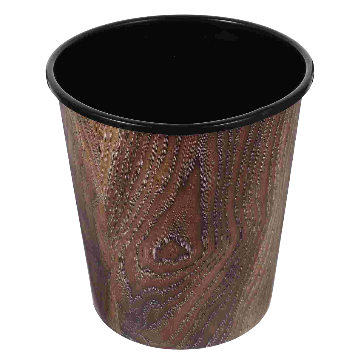 Corbeille ronde design rétro imitation bois 7L