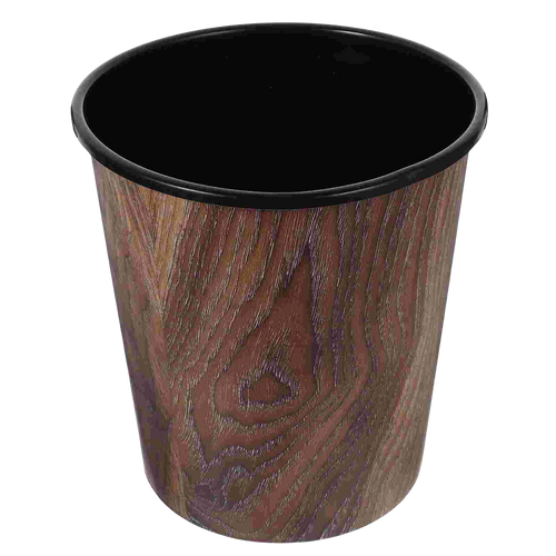 Corbeille ronde design rétro imitation bois 7L