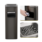 Poubelle carrée design haut en inox avec cendrier intégré